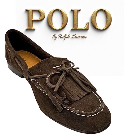 Ralph Lauren Polo Fringe-Trim Suede Loafer Women’s Size 9 Medium EUC - Picture 1 of 9